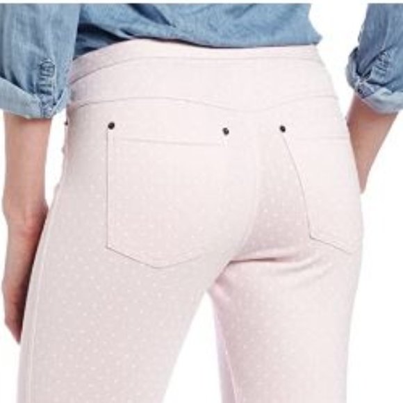 COPY - Sz M HUE Jeans Capri Leggings Pale Pink Polka Dot Women's Medium U13398 - Picture 3 of 3
